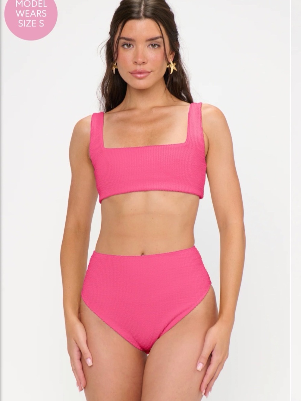 Show Me Your MuMu Bubblegum Pink Square-Neck High-Waist Bikini